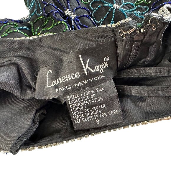 Laurence Kazar Black Beaded Silk Top Womens Small Vintage Sequin Party Blouse - Picture 10 of 12